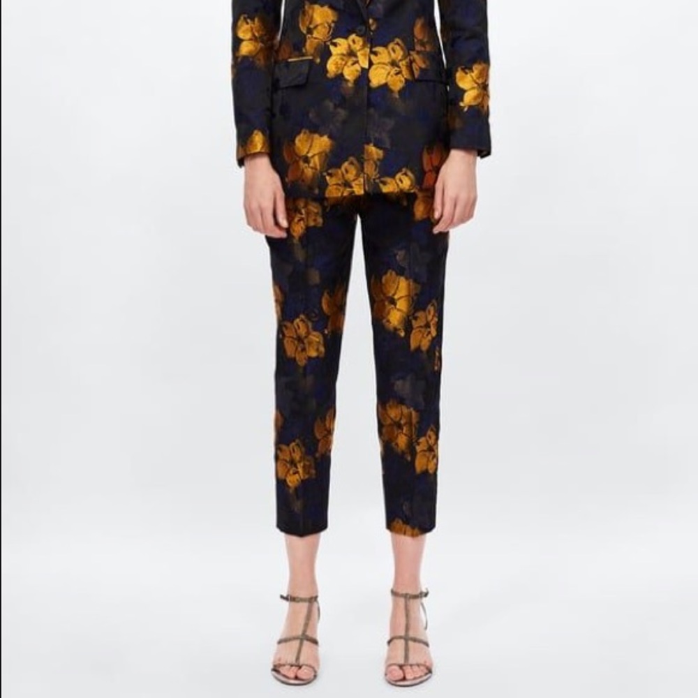 Zara Jacquard Floral Pants